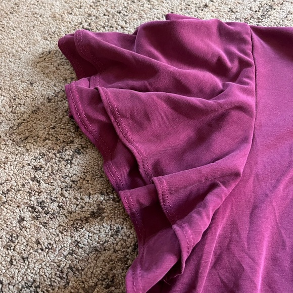 Pink/Purple Tie Blouse with Layered Short Sleeves - Picture 3 of 6